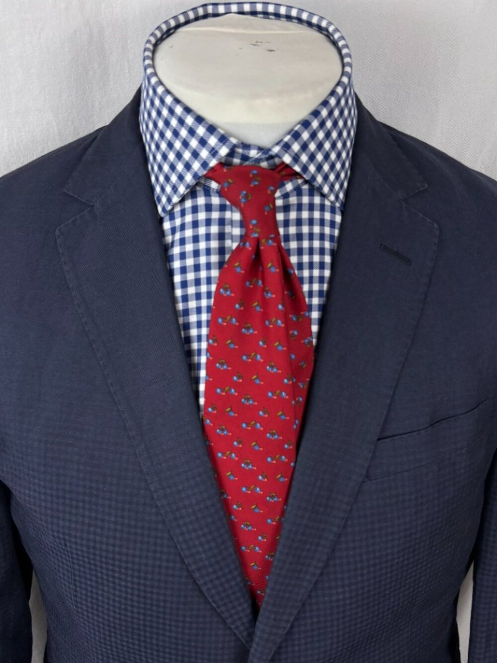 Z Zegna Navy Ombré Check Linen Cotton Drop 8 Sport Coat Blazer 50R
